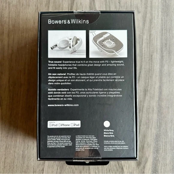 Bowers & Wilkins P3 Headphones - White and Gray - Picture 4 of 9
